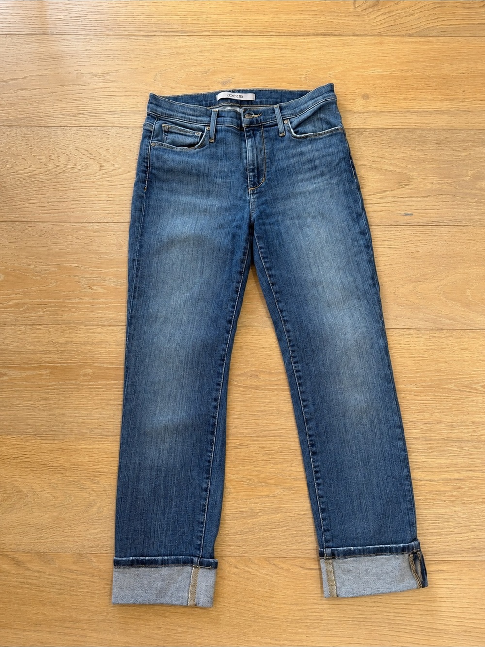 Joe’s Jeans S 26 Medium Wash Cuffed Straight Leg Denim Comfortable Stretch